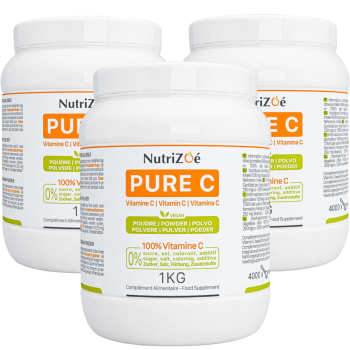 Vitamine C  en poudre | Pack 3 Pots 1kg