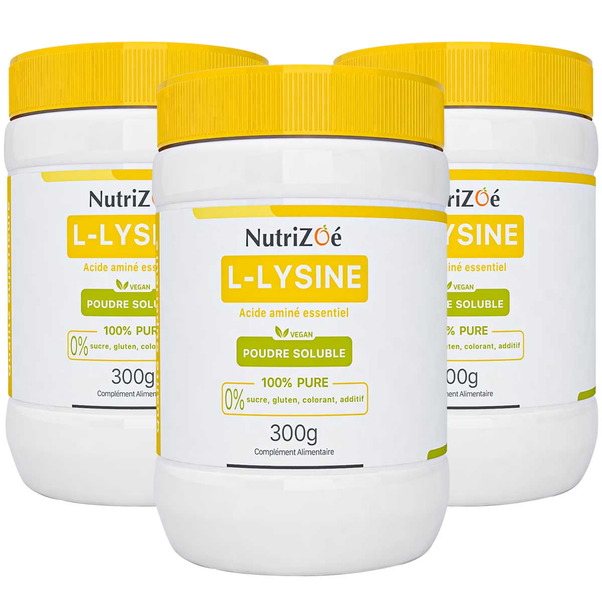 Lysine en Poudre |Pack 3 Pots 300 g 