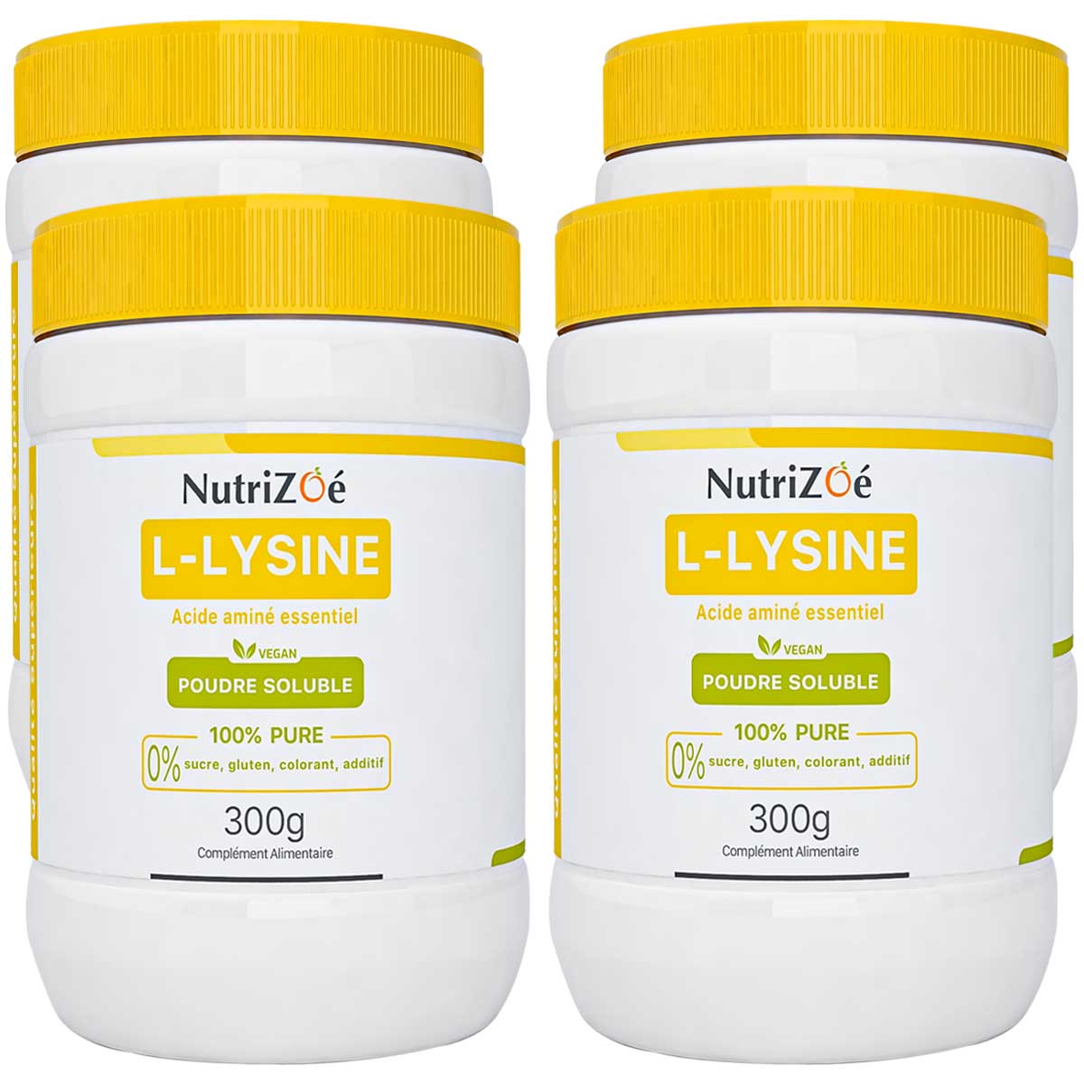 Lysine en Poudre |Pack 4 Pots x 300 g 